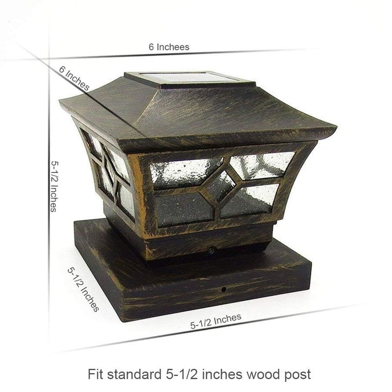 CHEEKON 5-1/2 x 5-1/2 Solar Post Cap Lights, Bronze, Metal and Glass, Outdoor Garden Yard Deck Street Top Wall - Image 2